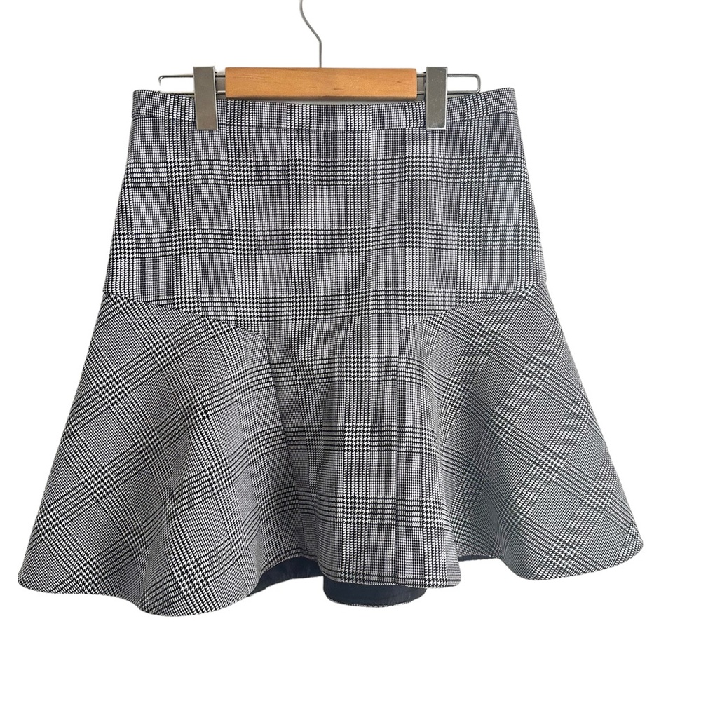 Gray Plaid Flared Women's Skirt - Classic Check